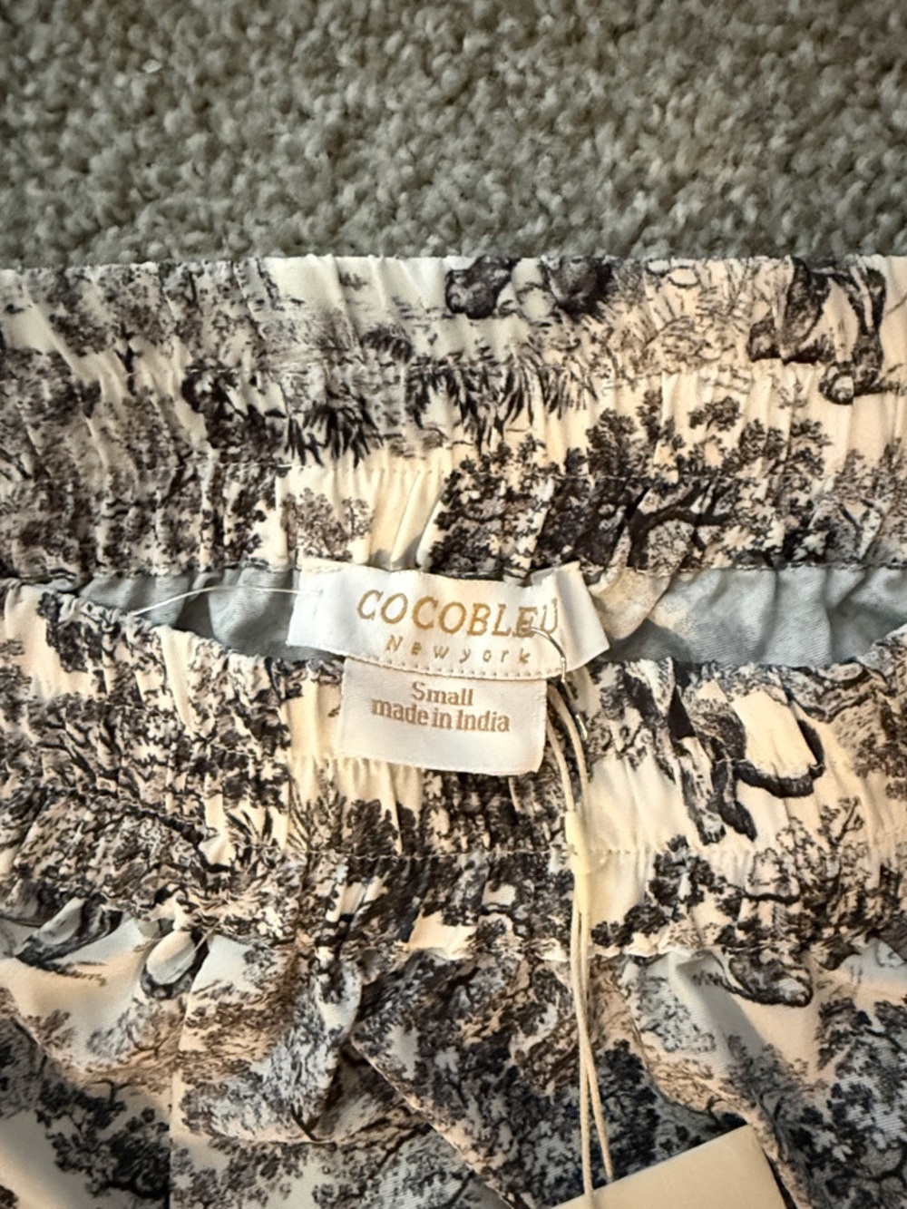 #260. Black and White Safari Print Palazzo Pants - Picture 3 of 4